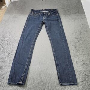 True Religion Jeans Mens 32x34 Blue Dark Wash Straight Denim Flap Pockets